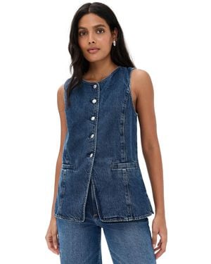 Madewell Denim Crewneck Cutaway Vest - Blue