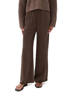 SABLYN Brynn Silk High Rise Pull On Wide Leg Pants - Brown