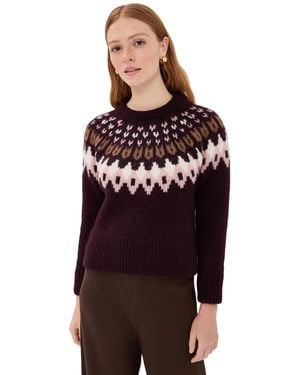 Veronica Beard Anne Fair Isle Pullover - Red