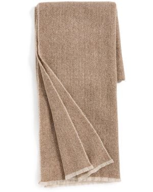 Vince Lightweight Herringbone Cashmere Scarf - Natural