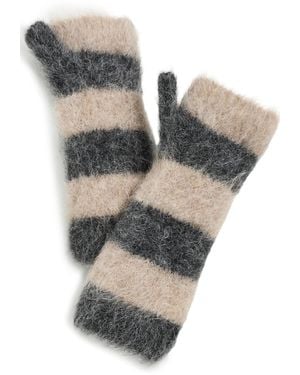 Jocelyn Alpaca Knit Colourblock Fingerless Mitten - White