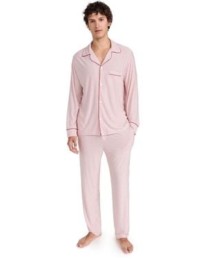 Eberjey William Modal Striped Long Pjs - Pink