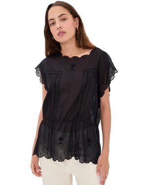 The Great The Scalloped Eyelet Tunic - Black