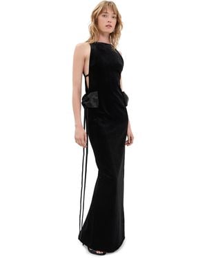 Self-Portrait Velvet Bow Sides Maxi Dress - Black