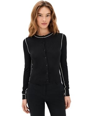 St. Agni Wool Fine Line Cardigan - Black