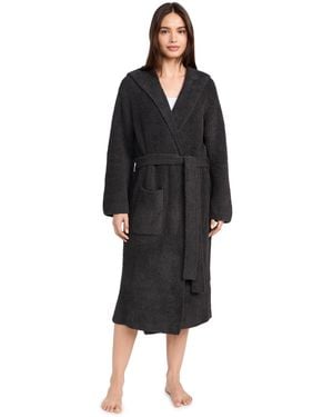 Barefoot Dreams Cozychic Ribbed Hooded Robe - Black