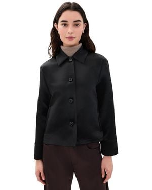 Theory Boxy Cuff Satin Jacket - Black