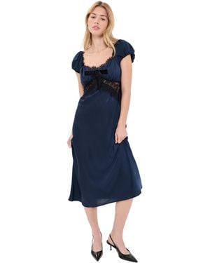 Wayf Mira Lace Trim Dress - Blue