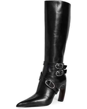 Tory Burch Multi Buckle Leather Boots 90Mm - Black