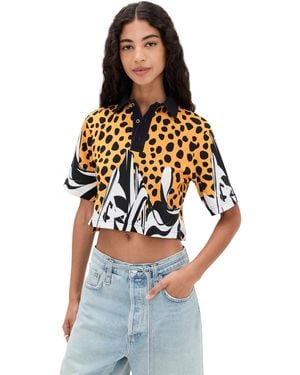 BruceGlen Cheetah Print Polo - Black