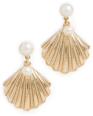 Ettika Scallop Shell And Pearl Earrings - White