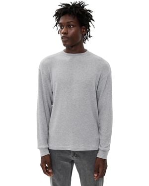 Asher Elio Heather Brushed Fine Sweater Tee - Grey