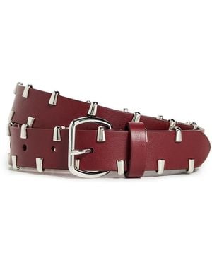 Anderson's Slim Nappa Calf All Around Studded Belt - Red