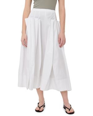 Tibi Compact Poplin Pinched Pleat Full Skirt - White