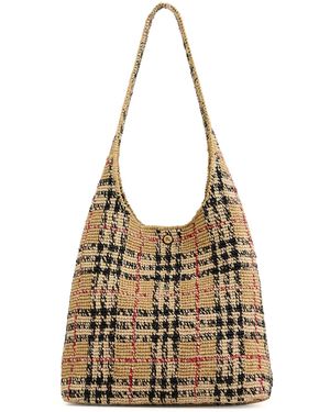 Burberry Margate Large Raffia Hobo Bag - Multicolour