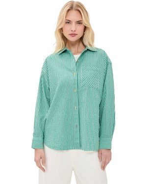 Marine Layer Gracey Oversized Seersucker Shirt - Green