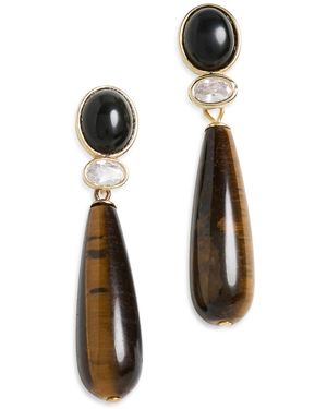 Shashi Onyx And Tiger Eye Gemstone Earrings - Black
