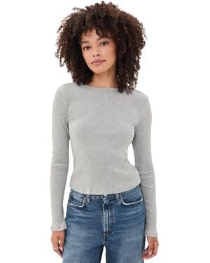 PERFECTWHITETEE Marcela Long Sleeve Cotton Rib Tee - White