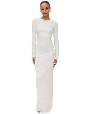 ÉTERNE Long Sleeve Crew Neck Maxi Dress - White