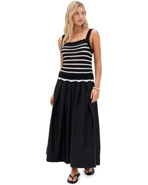 Madewell Poplin Crocheted Knit Midi Dress - Black
