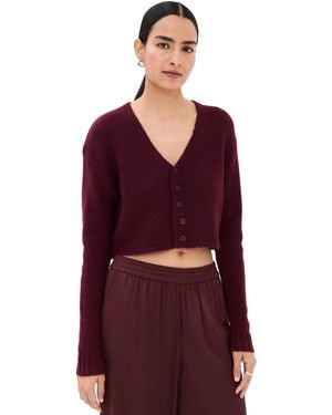 SABLYN Bianco Cropped V Neck Cashmere Cardigan - Red