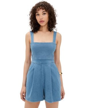 Susana Monaco Stretch Denim Apron Romper - Blue