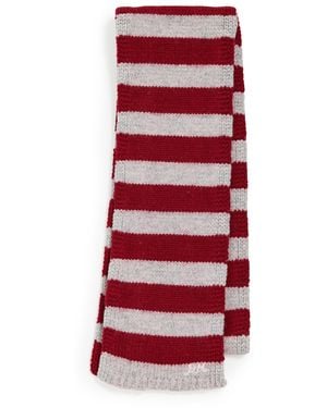 Damson Madder Stripe Skinny Scarf - Red