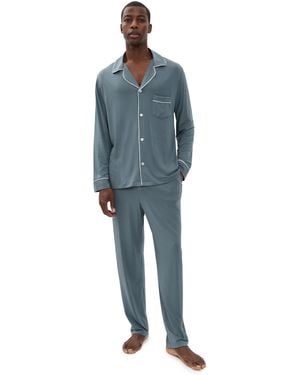 Eberjey William Long Pajama Set - Blue