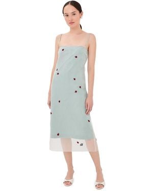BERNADETTE Rachel Embroidered Silk Slip Dress - Multicolor