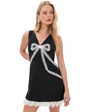 Self-Portrait Bow Lace Mini Dress - Black