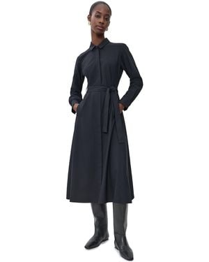 Theory Long Sleeve Belted Shirtdress - Black