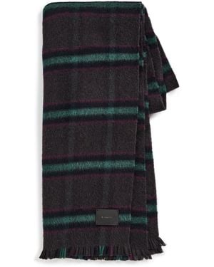 Vince Brushed Merino Plaid Scarf - Black