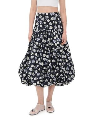 Cinq À Sept Mini Tossed Poppies Ellah Skirt - Black