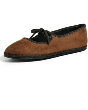 Vibi Venezia Brigitte Faux Suede Flats - Black