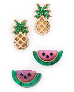 BaubleBar Pineapple And Watermelon Earrings Set - Black