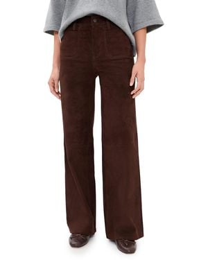 FRAME Suede Le Slim Palazzo Modernist Pocket Pants - Brown