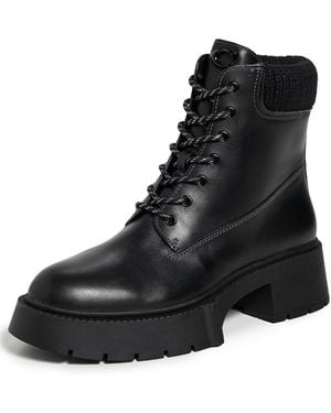 COACH Leah Platform Leather Lace-up Bootie - Black