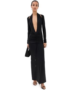 LAQUAN SMITH Gown With Deep Plunge Neckline Detail - Black