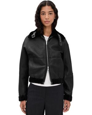Helmut Lang Shearling Bomber Jacket - Black