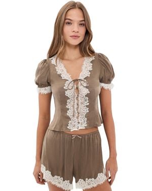 For Love & Lemons Luna Top - Brown