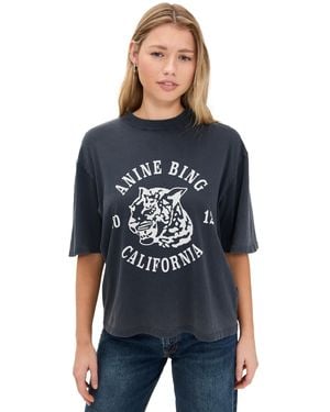 Anine Bing Collegiate Leopard Avi Tee - Black