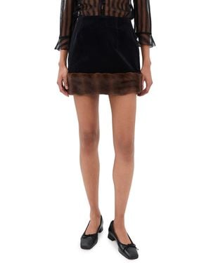Tanner Fletcher Tessie Faux Fur Trim Mini Skirt - Black