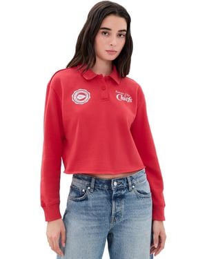 Junk Food Chiefs Polo Crop Fleece Sweatshirt - Red