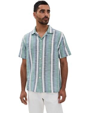 Far Afield Selleck Slub Strip Shirt - Blue