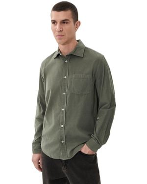 Onia Micro Corduroy Long Sleeve Button Down - Green