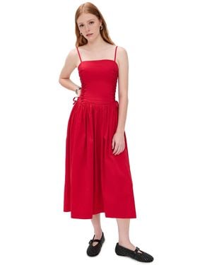 Damson Madder Angelina Midi Lace Dress - Red