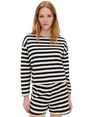 PERFECTWHITETEE Taylor Recycled Cotton Striped Long Sleeve Tee - Black