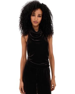 Paris Georgia Basics Back Wrap Velvet Top - Black