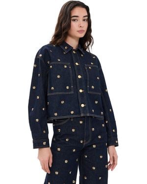 Ulla Johnson The Bobbi Embellished Denim Jacket - Blue