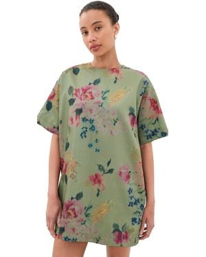 Marques'Almeida Bonded Satin T-Shirt Dress - Green
